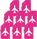 8pack Luggage Tags for Suitcases with Name ID Card,Quickly Identify Travel Tags for Luggage, Backpacks, Bags, Baggage, Cruise Suitcases - Flexible & Bright Silicone (Neo Pink