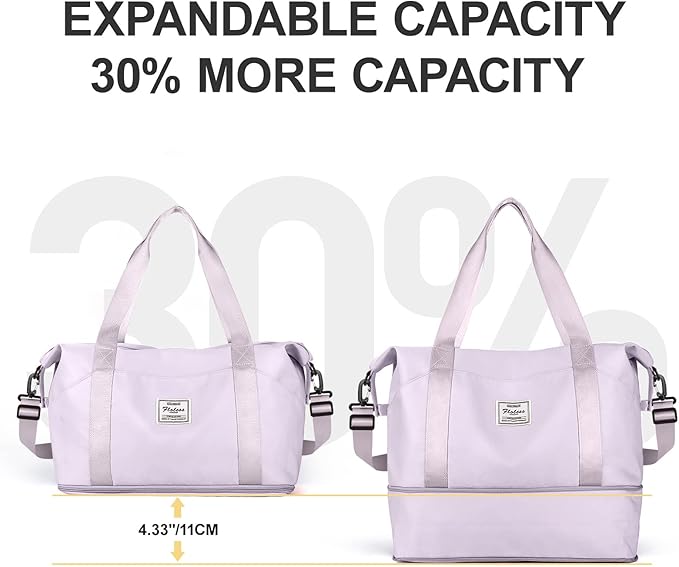Travel Duffel Bag, Sports Tote Gym Bag, Shoulder Weekender Overnight Bag for Women