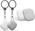 Key Finder, Bluetooth Tracker Item Locator with Key Chain for Keys Pet Wallets or Backpacks and Tablets, Batteries Include (1 White & 1Gray, 2 Pack)