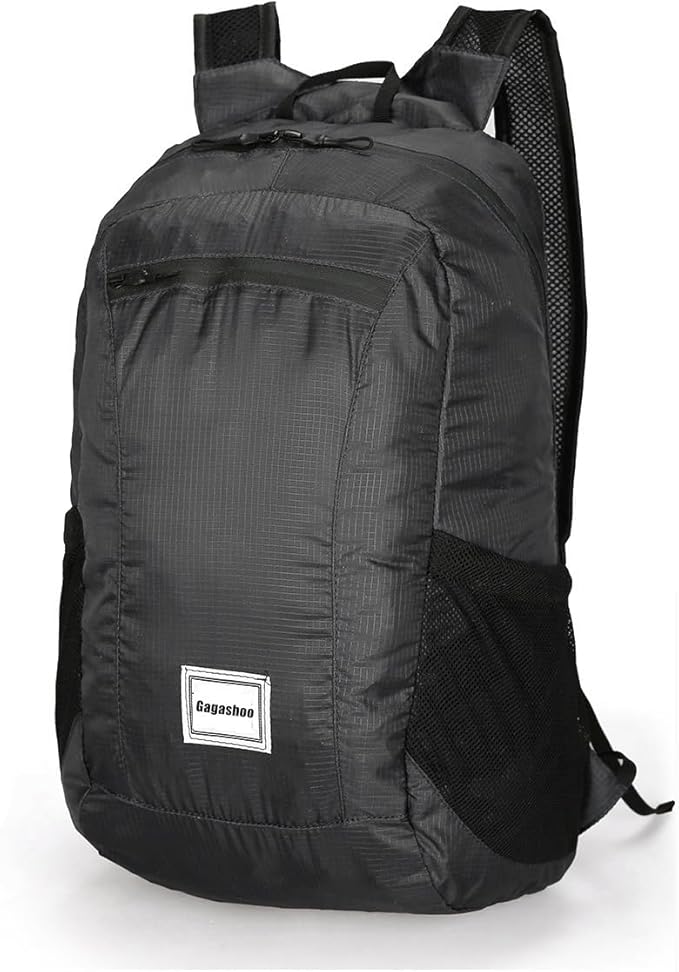 Small Foldable Hiking Daypack Packble Skin Casual Backpack Camping Cycling Travel Outdoor Day Bags Useful (Black)