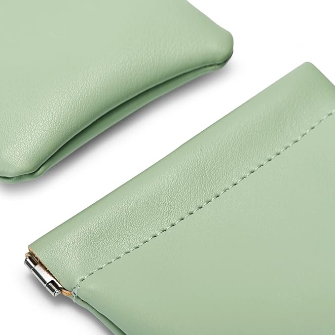 PU Leather Jewelry Travel Bag Leather Jewelry Pouch Christmas,Wedding Party Favor Gift Bag (L, Green)