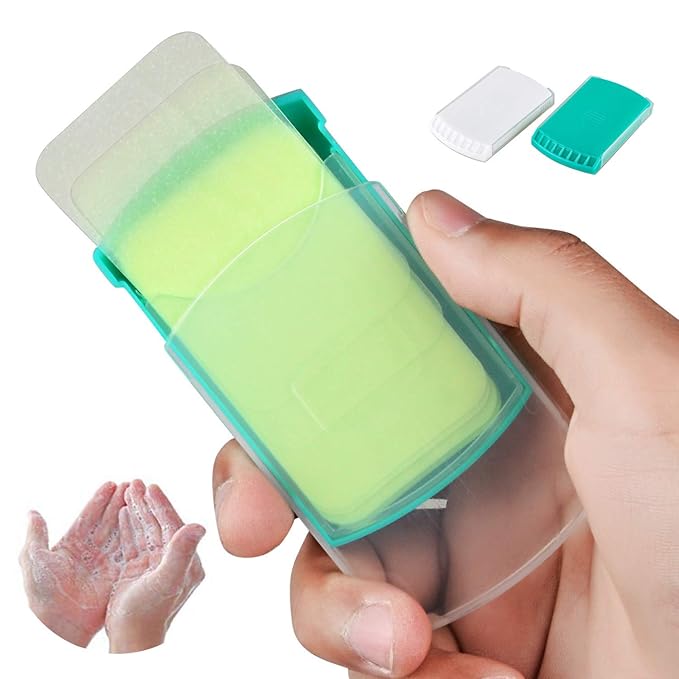 HongyiTime 2 Boxs (100 Sheets) Hand Washing Soap Sheets for Outdoor Travel,Portable Camping Hand Soap,Hiking Washing Hand Bath Paper Soap for Travel,BBQ,Party,School,Girls