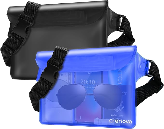 Waterproof Bag Fanny Packs for Women, Cruise Vacation Essentials Waterproof Pouch for Phone Passport Purse, Floating Dry Bags for Beach Water Park Boating Fishing Diving Surfing Kayaking Accessories