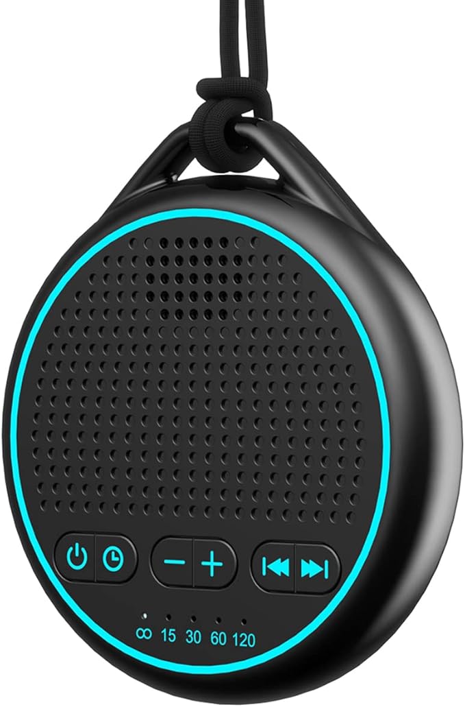 White Noise Sound Machine with 25 Soothing Natural Sounds Rechargeable Battery Portable for Travel 32 Volume Levels 5 Timers Compact Size for Baby Kids Adults Sleeping (Black-Upgrade)