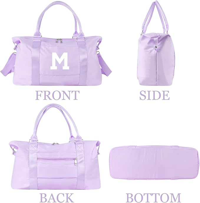 Daughter Niece Gifts for Teen Girl Kids, Initial Travel Duffel Bag Sports Gym Bag Personalized Gifts Weekender Bag，Monogram Overnight Bag Cute Dance Bag Birthday Bridesmaid Gifts for Women(Purple, M)