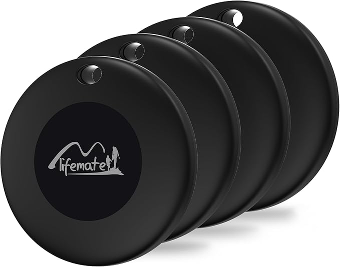 Lifetag Tracker for Android, Bluetooth Tracking Tag for Google Find My Device (Find Hub) App, Item Finder Locator for Keys, Luggage, Backpack, Purse (BLK, 4PCS)