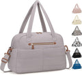 Travel Duffle Bag,Puffer Carry On Duffel Bag with Laptop Compartment Waterproof Overnight Weekender Bags for Women Large Hospital Tote Bags for Labor and Delivery(Medium,Khaki Gray）