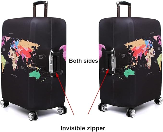MosaiRudo Thicker Luggage Cover Elastic Suitcase Cover Protector Fits 18-32 Inch Suitcase Travel Accessories (World Travel, L)