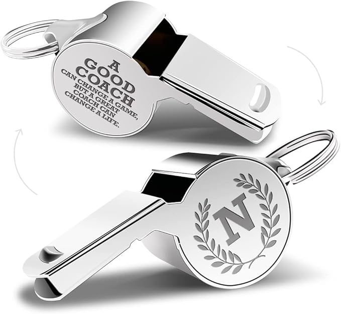 Letters Coach Gifts, Whistle for Coaches, Whistle Emergency, Thank You Coach Gifts, Coaches Whistle with Lanyard Cheer Coach Gift for Men Women Teachers Referees School Sports Coach Outdoor, Letter N