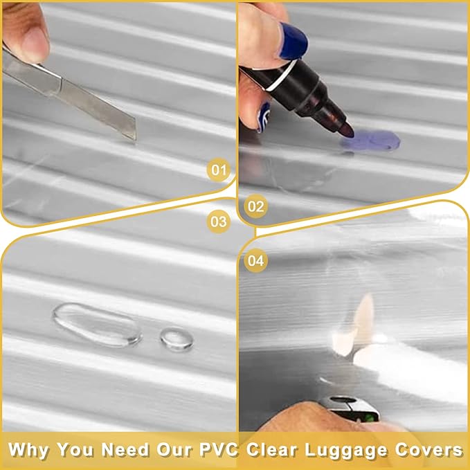 Suitcase Cover for 20" Luggage TSA Approved Clear PVC Thickened Protective Sleeve Cover for Wheeled Luggage Waterproof
