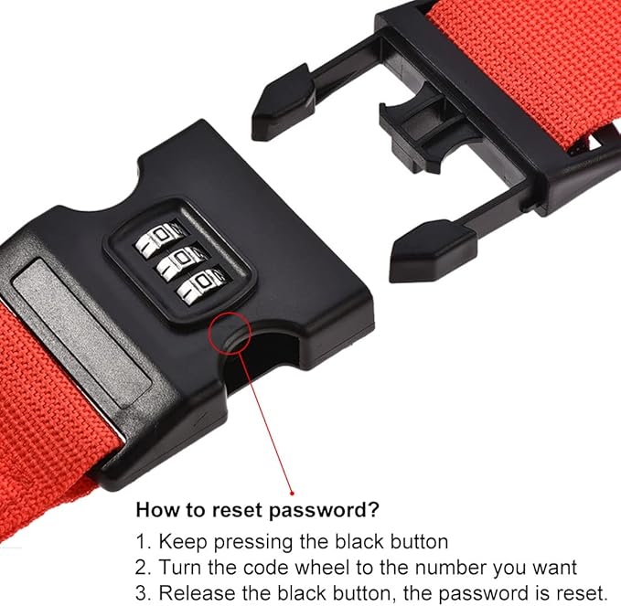 uxcell Luggage Straps Suitcase Belts with Buckle, Combination Lock, Adjustable Travel Packing Accessories