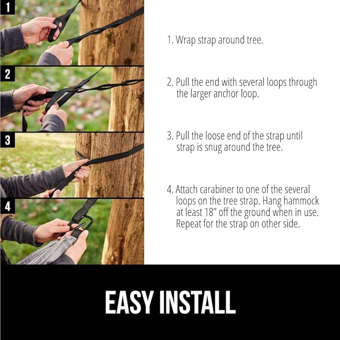 GORILLA GRIP Durable Portable Camping Hammock, Holds 400lbs with Heavy Duty Tree Straps, Comfortable Travel Swing, Camp Hammocks, Easy to Use and Install, Outdoor Essentials, Purple, 9x4.5 FT