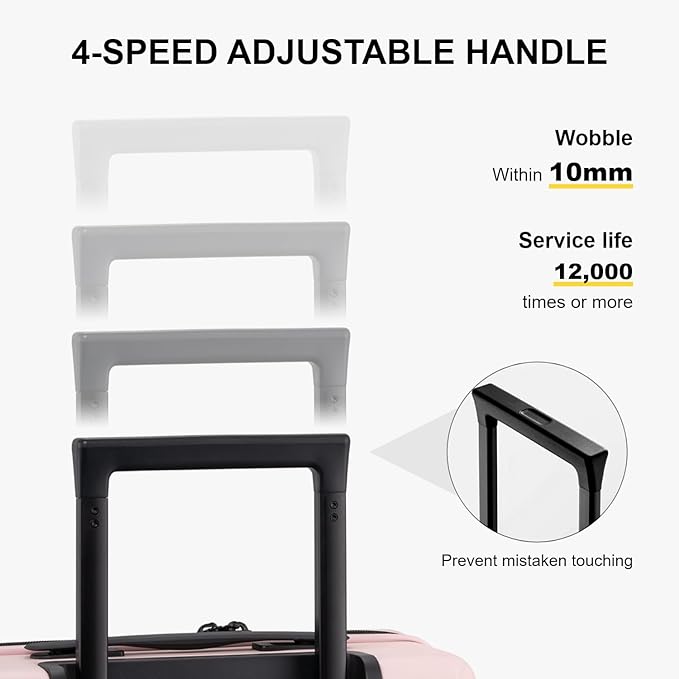 LEVEL8 Pink Suitcase with Spinner Wheels, Carry on Luggage Airline Approved, Suitcase for women Men, Lightweight Luminous Textured, Tsa Lock, 20 Inch
