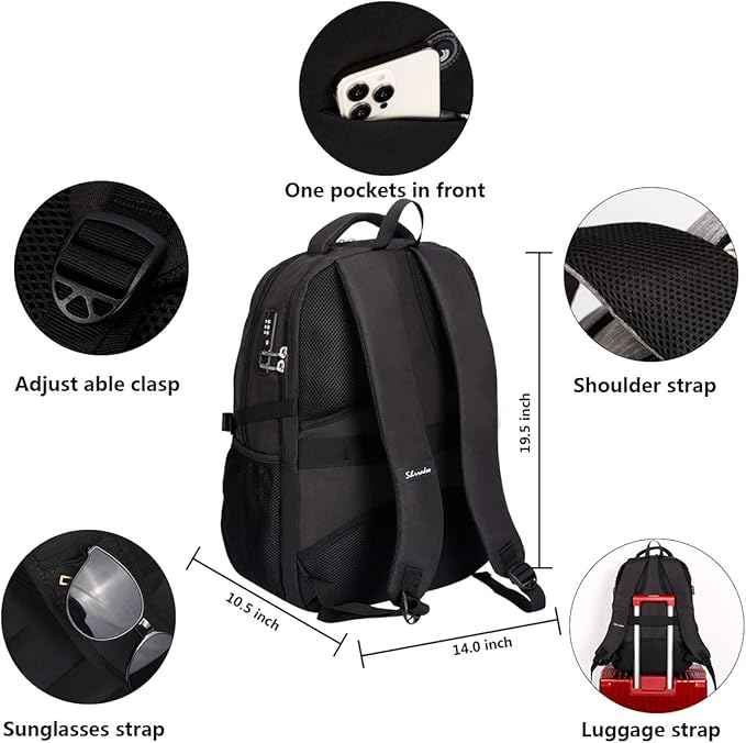 SHRRADOO Anti Theft Laptop Backpack Travel Backpacks with usb Charging Port for Women Men High School College Backpack Computer Bag Fits 17 Inch Laptop,Grey