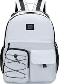 Lohol Casual Backpack for Teen Boys Girls, Water Resistant Daypack with Anti Theft Pocket for Travel School (Grey)