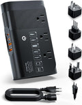 DOACE 500W Pure Sine Wave Voltage Converter, 220V to 110V European Travel Plug Adapter Converter, International Travel Transformer for US to Most Europe，UK, AU, EU, IT with 3 US Outlets & 4 USB, BLACK