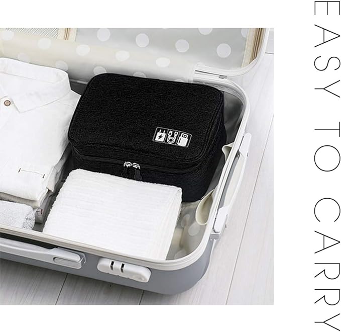 Electronics Organizer, OrgaWise Electronic Accessories Bag Travel Cable Organizer Three-Layer for iPad Mini, Kindle, Hard Drives, Cables, Chargers