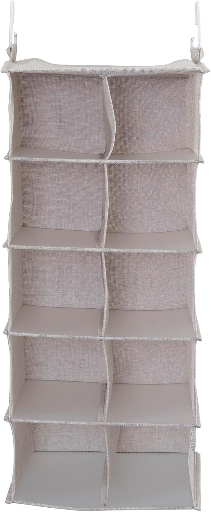 Household Essentials 10-Pocket Hanging Shoe Organizer, Side-by-Side Blended Canvas Storage, 2 Hooks for Excellent Support, The Perfect Space-Saving Organizer
