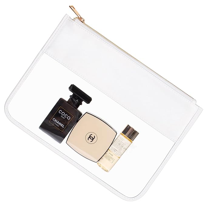 LETGO Clear Makeup Bag Pouch for Travel with Zipper,Clear Cosmetic Bag for Women Waterproof Snacks Bag Stadium Purse Toiletry Bag Bogg Bag Accessories (0-White)