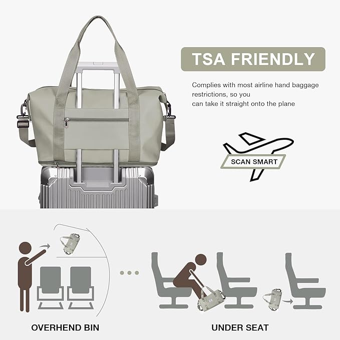 Travel Duffel Bag, Sports Tote Gym Bag, Shoulder Weekender Overnight Bag for Women