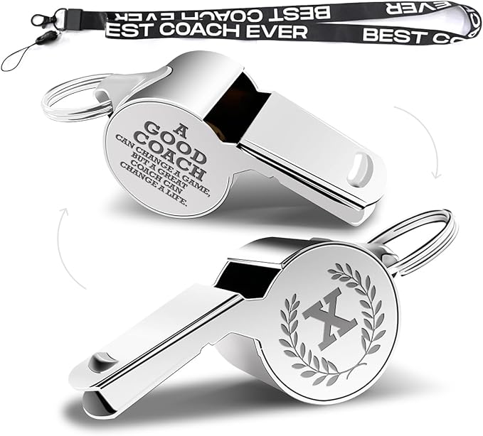 Letters Coach Gifts, Whistle for Coaches, Whistle Emergency, Thank You Coach Gifts, Coaches Whistle with Lanyard Cheer Coach Gift for Men Women Teachers Referees School Sports Coach Outdoor, Letter X