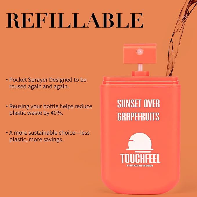 Power Mist Hand Sanitizer Spray, Scented Hydrating Hand Sanitizers Travel Size Refillable, Pocket Portable 3-Pack (Sunset over Grapefruits) 0.93Fl Oz 460-Sprays Each
