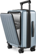 NINETYGO Carry on Luggage 22X14X9 Airline Approved with Front Pocket, 20 Inch Luggage with Front Compartment, Expandable, Double Spinner Wheels, Hardsided PC, TSA Lock (Shadow, Seine Max)