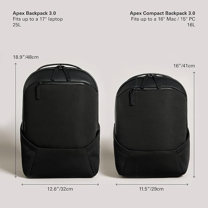 Troubadour Apex Backpack 3.0 - 25L Premium Laptop Backpack - Ergonomic & Water Resistant - Designed for Work and Travel - Black