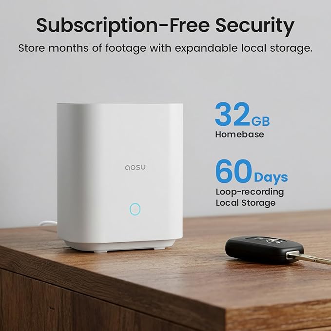 aosu Security Cameras Outdoor Wireless, 4 Cam-Kit, No Subscription, Solar-Powered, Home Security Cameras System with 360° Pan & Tilt, Auto Tracking, 2K Color Night Vision, Easy Setup, 2.4 & 5GHz WiFi