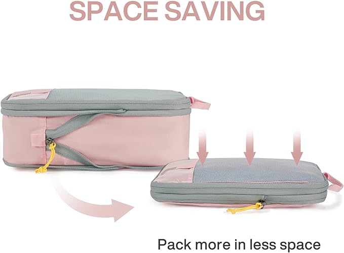 BAGSMART 6 Set Compression Packing Cubes - Lightweight Travel Essentials, Durable Luggage Organizer