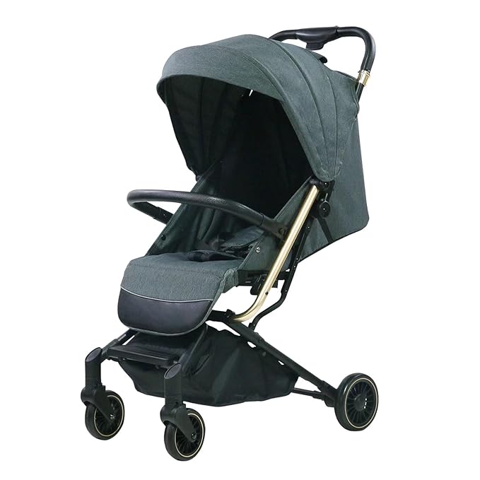 Lightweight Baby Stroller,Ultra Compact & Airplane-Friendly Travel Stroller, One-Handed Folding for Toddler, Only 13lbs,with Sleep Shade, Oversize Basket (Gray)