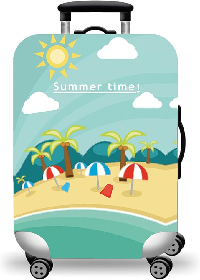 WUJIAONIAO Travel Luggage Cover Baggage Suitcase Cover Protector Skins 18-32 Inch (Beach, M (for 22-24 inch luggage))