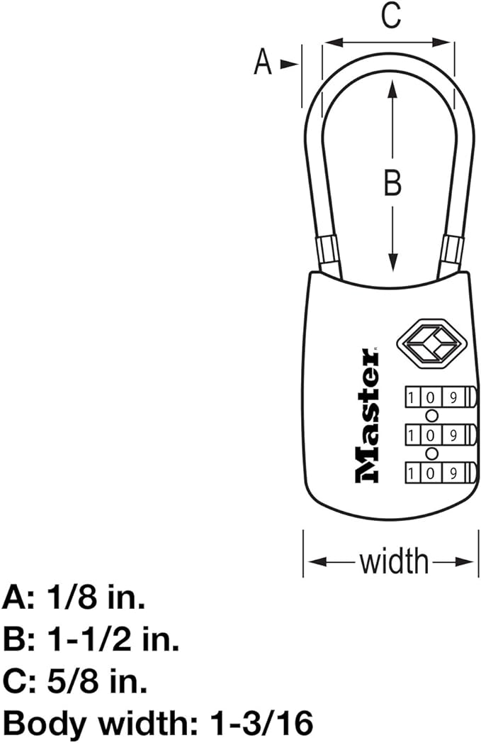 Master Lock 4688D Set Your Own Combination TSA Approved Luggage Lock, 1 Pack, Silver