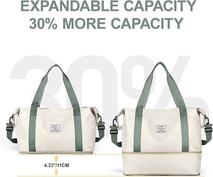 Travel Duffel Bag, Sports Tote Gym Bag, Shoulder Weekender Overnight Bag for Women