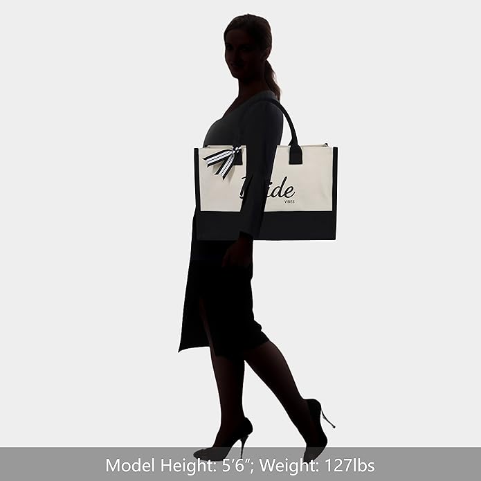 TOPDesign Canvas Tote Bag, Bridal Shower Gifts for Bride, Wedding Bachelorette Bride Gifts Shoulder Bag