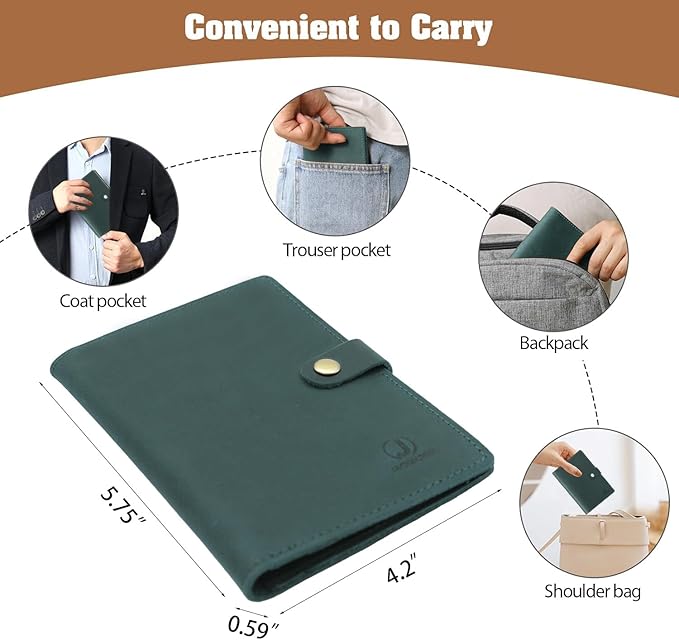Jack&Chris Genuine Leather Passport Holder For Travel, RFID Blocking Handmade Passport Holder with Card Case Organized & Safe, Quality Travel Essentials for Women and Men for Gifting, Blue