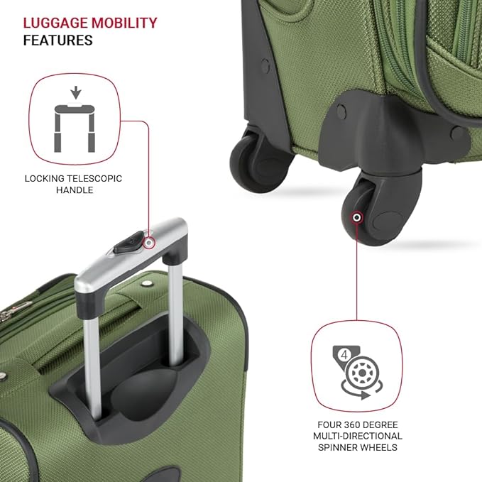 SwissGear Sion Softside Expandable Luggage, Evergreen, Carry-On 21-Inch