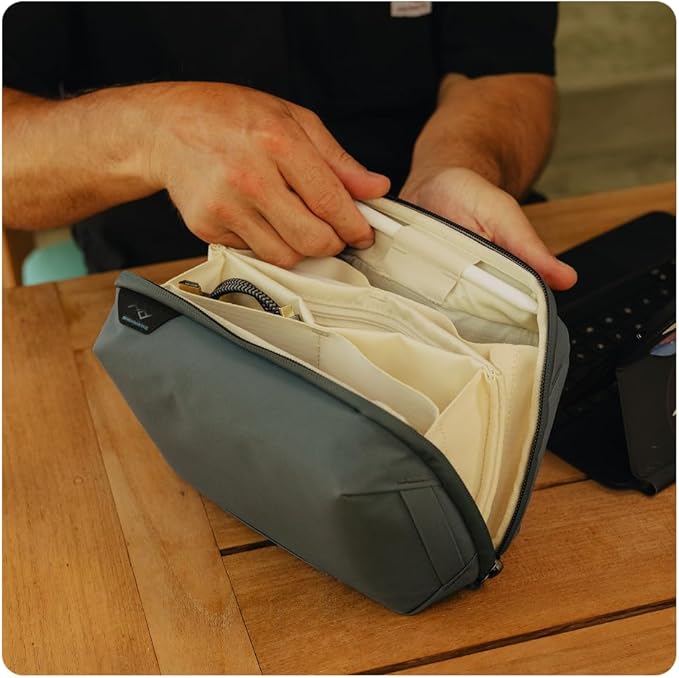 Peak Design Tech Pouch, Kelp, Electronics Organizer for Travel or Everyday Carry, Origami-Style Storage, Cable Pass-Through, Weatherproof Recycled Nylon, Gear Carry Bag for Men and Women