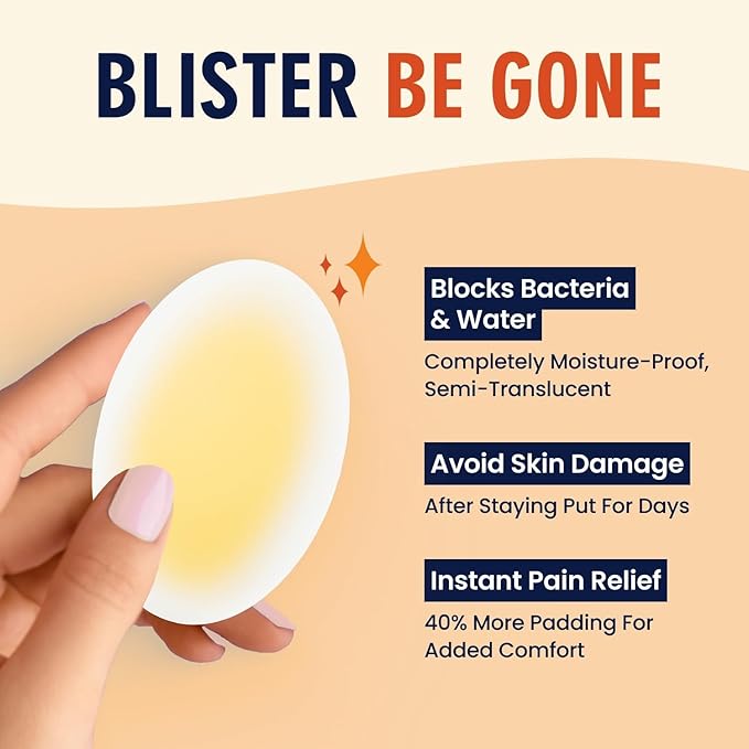 Dr. Frederick's Original Better Blister Bandages - 10 ct - Water-Resistant - 40% More Cushioning - Hydrocolloid Pads for Foot & Heel Protection & Recovery - Blister Relief Pads - Heel Pack