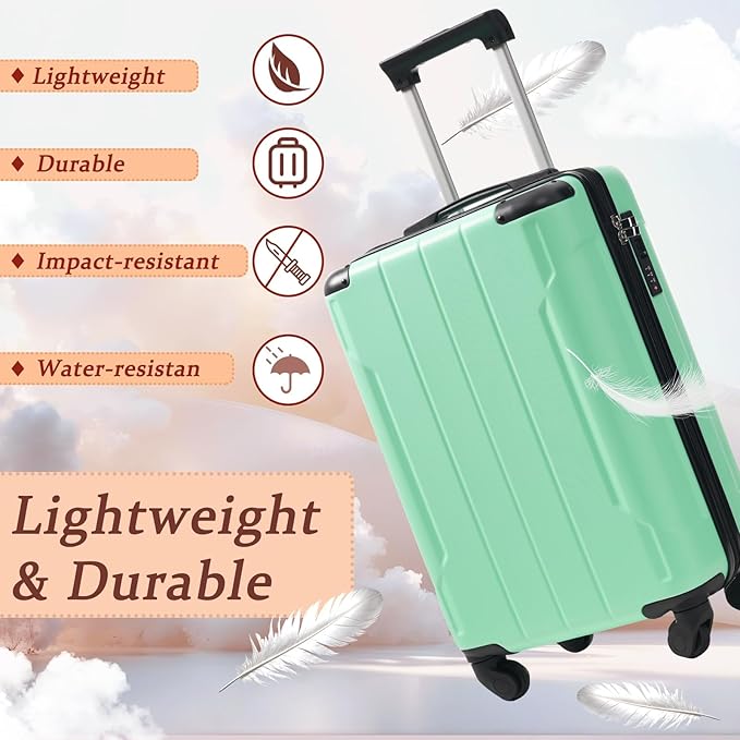 Merax Carry on Luggage Set, 20 Inch Hardshell ABS Suitcase with Spinner Wheels, Built-in TSA Lock & 2 Packing Cubes Airline Approved for Business Weekend Travel