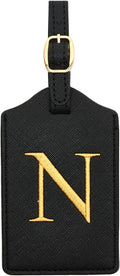 Luggage Tag PU Leather for Suitcase Baggage Handbag Travel Bag Label Suitcase Tag Label Tag w. Name Card & Privacy Cover (N)