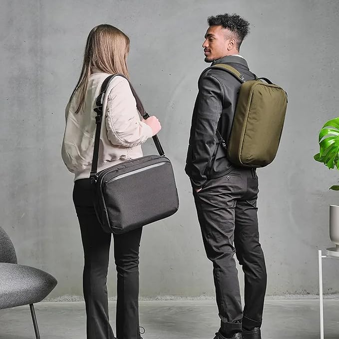ALPAKA Elements Tech Brief Pro 12L -3-in-1 Recycled Fabric Laptop Briefcase Backpack for 16" Laptop, Anti-Theft Secure with Luggage Pass-Through, Water-Resistant, Fits Tech & Business Essentials,Green