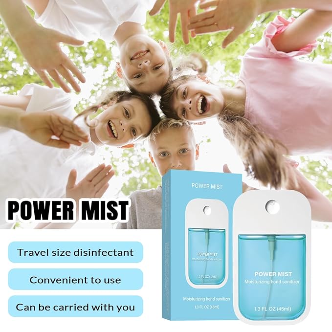 Power Mist Hydrating Hand Sanitizer Spray, Portable Travel-Size Hand Sanitizer Spray, 500-Sprays Each，Suitable for Both Adults and Children (Vanilla)