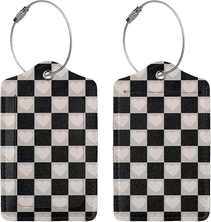 Set of 2 Luggage Tag for Suitcases Tie dye PU Leather Luggage Tag with Full Back Privacy Name ID Card Fun Laggage Tags