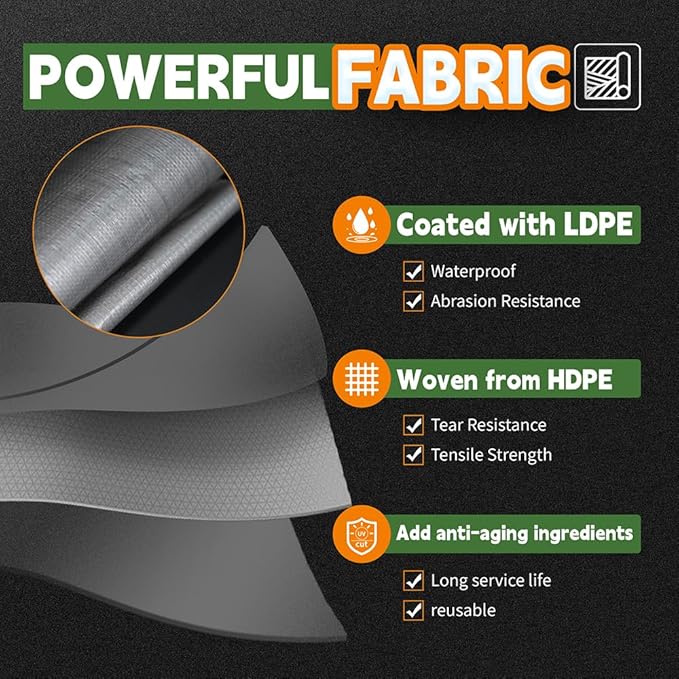 Tarps Heavy Duty Waterproof 8x10 Feet (2 Pack), 10Mil Multipurpose Poly Tarp Cover with Metal Grommets and Reinforced Edges, Silver/Brown Tarp by RAINDEWAY