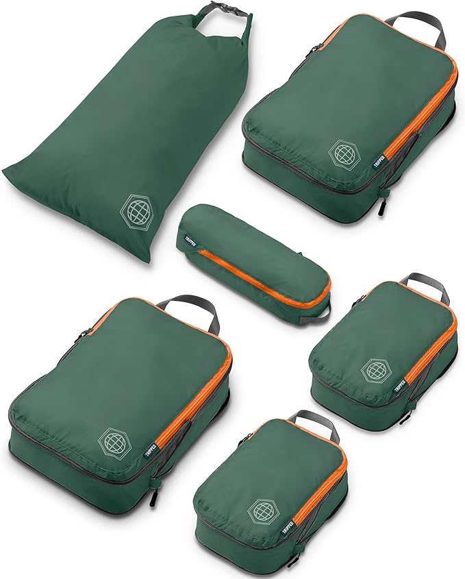 Compression Packing Cubes Set for Travel - Lightweight, Durable Clothes Organizer for Carry-On Luggage and Suitcases by TRIPPED Travel Gear