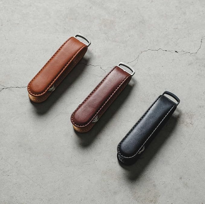 Jibbon Italian Premium Leather Key Organizer - Stylish Key Holder with Marine Grade 316 Stainless Steel, Compact EDC Keychain