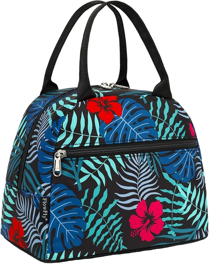 FlowFly Insulated Lunch Cooler Bag - Tote Bag Organizer for Women/Men, Leaf