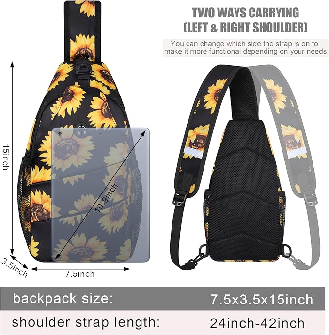 Crossbody Bags for Women Men Trendy Sling Bag Bakpack Casual Chest Bag with Convertible Shoulder Strap