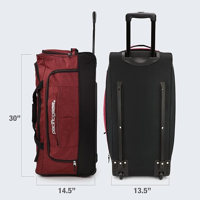 Pacific Gear Rolling Duffel Wheels, 30-inch Luggage, Hockey Bag, Heavy Duty